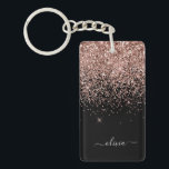 Rose Gold Blush Pink Glitzer Script Monogram Girl Schlüsselanhänger<br><div class="desc">Rose Gold - Rosa und Schwarz Sparkle Glitzer Script Monogram Name Schlüsselanhänger. Das macht den perfekten 16 Geburtstag,  Hochzeit,  Brautparty,  Jubiläum,  Babydusche oder Junggeselinnen-Abschied Geschenk für jemanden,  der Lieben glamourösen Luxus und schicke Stile.</div>