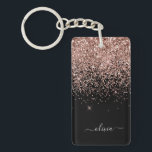 Rose Gold Blush Pink Glitzer Script Monogram Girl Schlüsselanhänger<br><div class="desc">Rose Gold - Rosa und Schwarz Sparkle Glitzer Script Monogram Name Schlüsselanhänger. Das macht den perfekten 16 Geburtstag,  Hochzeit,  Brautparty,  Jubiläum,  Babydusche oder Junggeselinnen-Abschied Geschenk für jemanden,  der Lieben glamourösen Luxus und schicke Stile.</div>