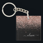 Rose Gold Blush Pink Glitzer Script Monogram Girl Schlüsselanhänger<br><div class="desc">Schwarz und Rose Gold Blush Pink Imitats Foil Sparkle Glitzer Script Monogram Name Schlüsselanhänger. Das macht den perfekten 16 Geburtstag,  Hochzeit,  Brautparty,  Jubiläum,  Babydusche oder Junggeselinnen-Abschied Geschenk für jemanden,  der Lieben glamourösen Luxus und schicke Stile.</div>