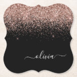 Rose Gold Blush Pink Glitzer Script Monogram Girl Untersetzer<br><div class="desc">Schwarz und Rose Gold - Schwarz Rosa Sparkle Glitzer Script Monogram Name Paper Untersetzer. Dies macht den perfekten Abschluss,  Geburtstag,  Hochzeit,  Brautparty,  Jubiläum,  Babydusche oder Junggeselinnen-Abschied Geschenk für jemanden,  die Lieben glamourösen Luxus und schicke Stile.</div>