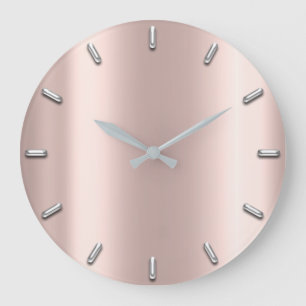 Rose Gold Blush Pink Gray Metallic Silber Minimal Große Wanduhr