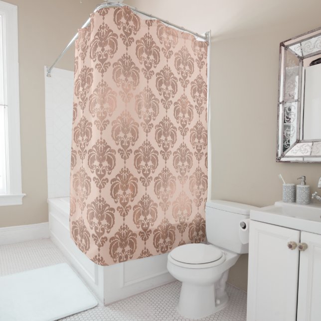 Rose Gold Blush Pink Modernes Glam Damask Duschvorhang (Beispiel)