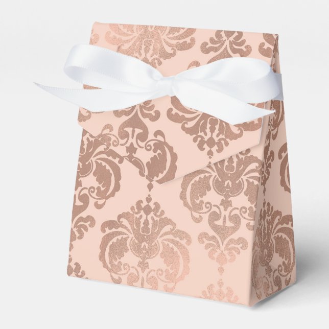 Rose Gold Blush Pink Modernes Glam Damask Geschenkschachtel (Vorderseite)