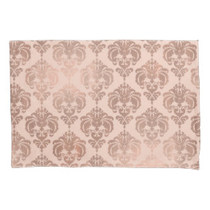 Rose Gold Blush Pink Modernes Glam Damask Kissenbezug