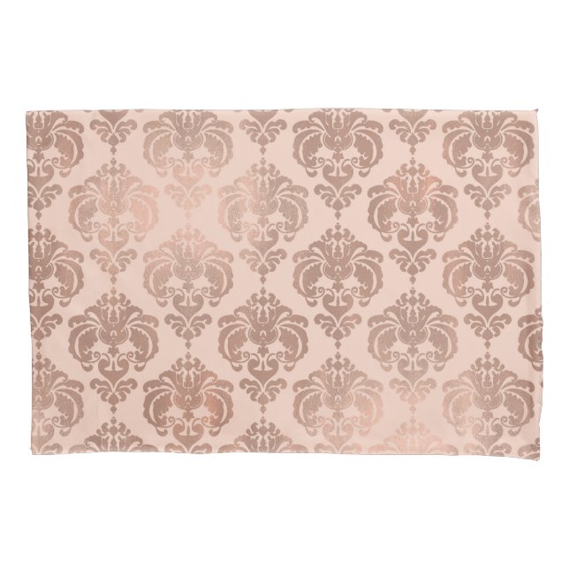 Rose Gold Blush Pink Modernes Glam Damask Kissenbezug (Vorderseite)