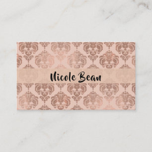 Rose Gold Blush Pink Modernes Glam Damask Visitenkarte