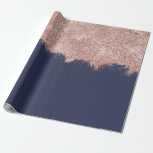 Rose Gold Blush Pink Navy Blue Girl Glitzer Staub Geschenkpapier