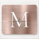 Rose Gold Blush Pink Pinselstrich Monogram Script Mousepad<br><div class="desc">Rosa Rose Gold Pinselstriche Monogram Script</div>