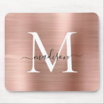 Rose Gold Blush Pink Pinselstrich Monogram Script Mousepad<br><div class="desc">Rosa Rose Gold Pinselstriche Monogram Script</div>