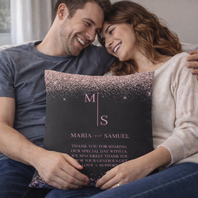 Rose Gold Blush Pink Silber Glitter Schrift Person Kissen (Von Creator hochgeladen)