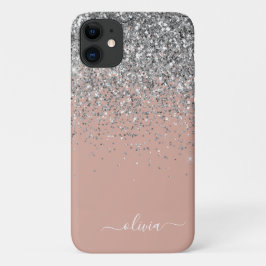 Rose Gold Blush Pink Silber Glitzer Monogramm Case-Mate iPhone Hülle