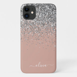 Rose Gold Blush Pink Silber Glitzer Monogramm Case-Mate iPhone Hülle