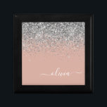 Rose Gold Blush Pink Silber Glitzer Monogramm Erinnerungskiste<br><div class="desc">Rose Gold - Schwarz Rosa und Silber Sparkle Glitzer Script Monogram Name Juwelry Keepake Box. Dies macht den perfekten Abschluss,  Geburtstag,  Hochzeit,  Brautparty,  Jubiläum,  Babydusche oder Junggeselinnen-Abschied Geschenk für jemanden,  die Lieben glamourösen Luxus und schicke Stile.</div>