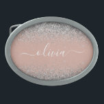 Rose Gold Blush Pink Silber Glitzer Monogramm Ovale Gürtelschnalle<br><div class="desc">Rose Gold - Schwarz Rosa und Silber Sparkle Glitzer Script Monogram Name Gürtel Schnalle. Das macht den perfekten Abschluss,  süß 16 16.,  18.,  21.,  30.,  40.,  50.,  60.,  70.,  80.,  90.,  100. Geburtstag,  Hochzeit,  Brautparty,  Jubiläum,  Babydusche oder Junggeselinnen-Abschied Geschenk für jemanden,  der Luxus und Chic Stil Lieben glänze.</div>