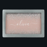 Rose Gold Blush Pink Silber Glitzer Monogramm Rechteckige Gürtelschnalle<br><div class="desc">Rose Gold - Schwarz Rosa und Silber Sparkle Glitzer Script Monogram Name Gürtel Schnalle. Das macht den perfekten Abschluss,  süß 16 16.,  18.,  21.,  30.,  40.,  50.,  60.,  70.,  80.,  90.,  100. Geburtstag,  Hochzeit,  Brautparty,  Jubiläum,  Babydusche oder Junggeselinnen-Abschied Geschenk für jemanden,  der Luxus und Chic Stil Lieben glänze.</div>
