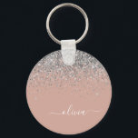 Rose Gold Blush Pink Silber Glitzer Monogramm Schlüsselanhänger<br><div class="desc">Rose Gold - Blush Pink und Silver Sparkle Glitzer Script Monogram Name Keychains (Key Chain). Das macht den perfekten 16 Geburtstag,  Hochzeit,  Brautparty,  Jubiläum,  Babydusche oder Junggeselinnen-Abschied Geschenk für jemanden,  der Lieben glamourösen Luxus und schicke Stile.</div>