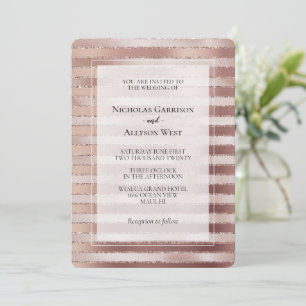 Rose Gold Blush Pink Stripes Glitz Hochzeit Einladung
