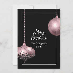Rose Gold & Blush Pink Weihnachtskugeln Weihnachte Feiertagskarte