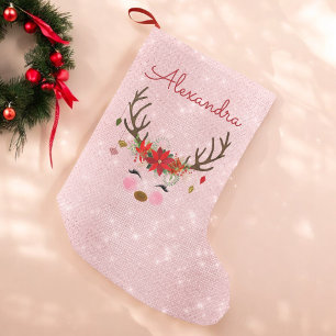 Rose Gold - Blush Pink Weihnachtsmann Monogramm Kleiner Weihnachtsstrumpf