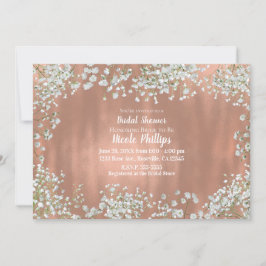 Rose Gold Blush Pink Weißes Gipskraut Bridal Einladung