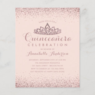 Rose Gold Blush Quinceañera Tiara Einladung