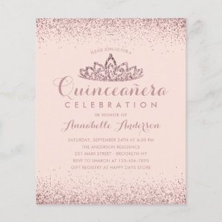 Rose Gold Blush Quinceañera Tiara Einladung