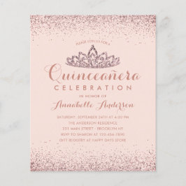 Rose Gold Blush Quinceañera Tiara Einladung