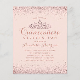 Rose Gold Blush Quinceañera Tiara Einladung
