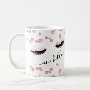 Rose Gold Blush Rosa Eyelashes Glitzer Confetti Kaffeetasse