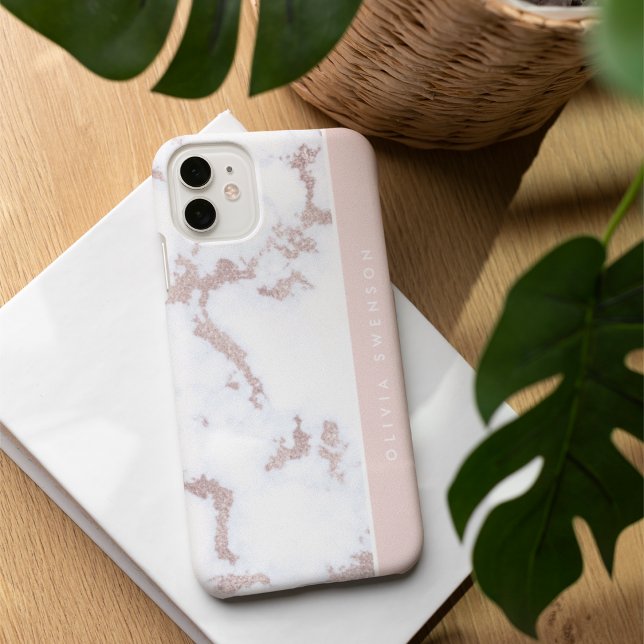 Rose Gold & Blush Rosa Marmor Subtil Personalisier Case-Mate iPhone Hülle (Von Creator hochgeladen)
