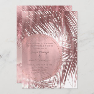 Rose Gold Blush Rosa Palmen Tropische Hochzeit Einladung