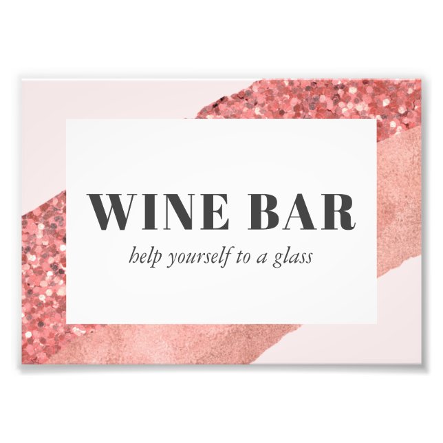 Rose Gold, Blush & Sequin Bar Wein Fotodruck (Vorne)