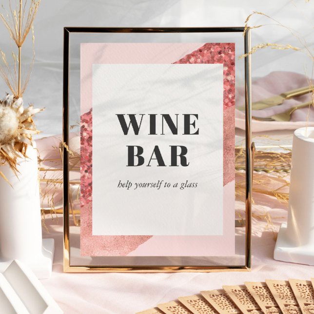 Rose Gold, Blush & Sequin Brautparty Bar Poster (Von Creator hochgeladen)