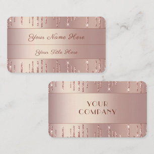 Rose Gold Blush Shiny Glitzer Tropfen Visitenkarte