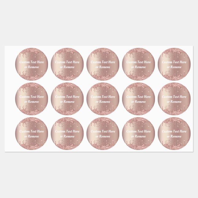Rose Gold Blush Sparkle Tropfen Benutzerdefinierte Etiketten (Blatt)