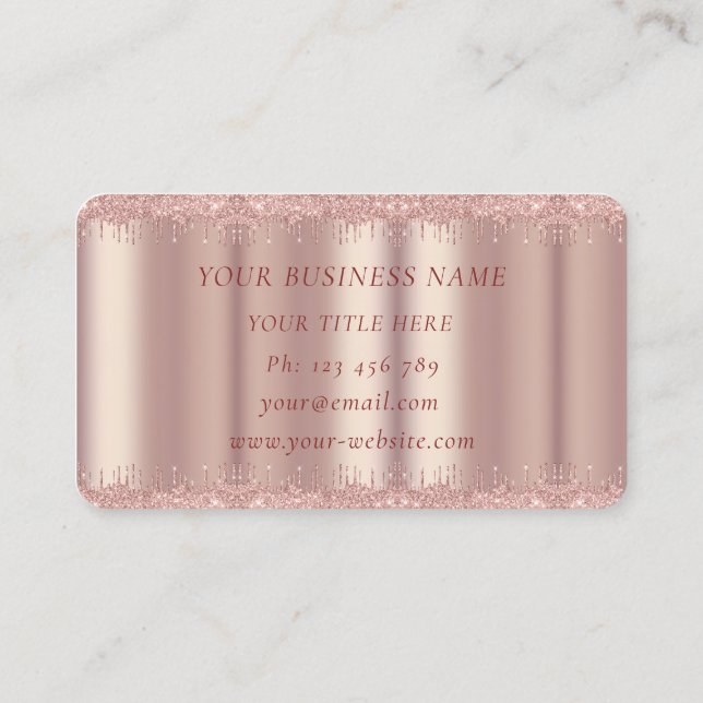 Rose Gold Blush Sparkle Tropfen - Luxus Elegant Visitenkarte (Rückseite)