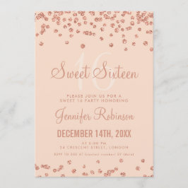 Rose Gold Blush Sweet 16 Geburtstag Glitzer Confet Einladung