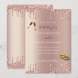 Rose Gold Blush Tropfen Moderne Hochzeitseinladung