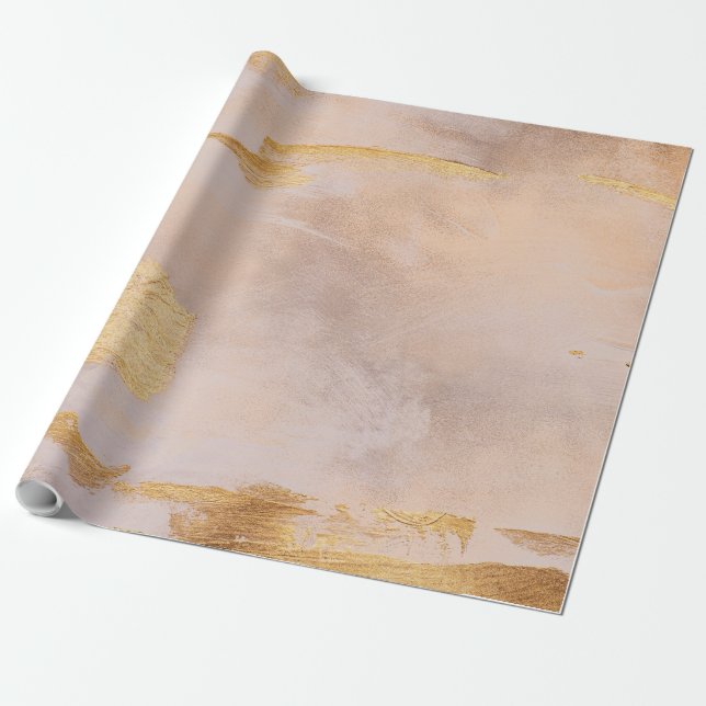 Rose Gold Blush und Gold Textur Geschenkpapier (Ungerollt)