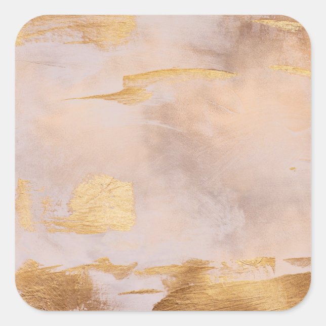 Rose Gold Blush und Gold Textur Quadratischer Aufkleber (Vorderseite)