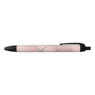 Rose Gold Blushing Pink & Silver Lines Chic Office Kugelschreiber