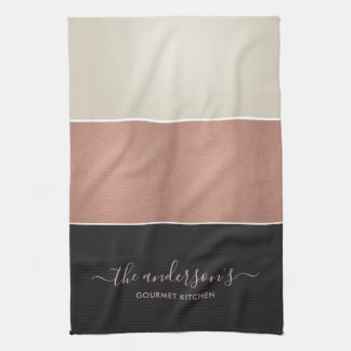 ROSE GOLD BLUSPINK COPPER SILVER BLACK STRIPS GESCHIRRTUCH