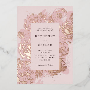 Rose Gold Blüten Folien-Einladung Folieneinladung