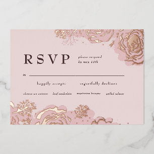 Rose Gold Blüten Folien-Einladung Folieneinladung