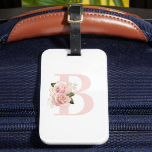 Rose Gold Blüten Mit Monogramm Gepäckanhänger