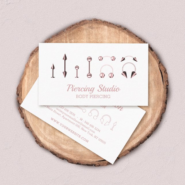 Rose Gold Body Piercing Studio Visitenkarte (Von Creator hochgeladen)