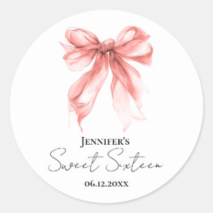 Rose Gold Bogen Coquette Schrift Süße 16 Party Runder Aufkleber