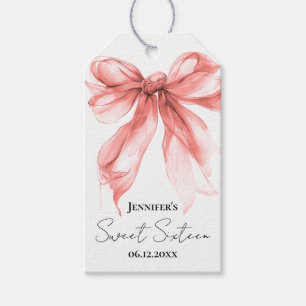 Rose Gold Bogen Coquette Schrift Sweet 16 Party Geschenkanhänger