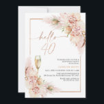 Rose Gold Boho Dry Floral 40. Geburtstag Einladung<br><div class="desc">Rose Gold Boho Dry Floral 40. Geburtstag Einladung Bohemisch inspiriert Hallo 40 Geburtstagseinladung mit rot oder staubigen rosa Blumenarrangements mit Pampas Gras,  einige Banksie und Palmen Blätter. Die Überschrift ist ein Wechselbild in Imitaten Rose Goldfolie. Diese blühende 40. Geburtstagseinladung ist ideal für jeden,  der böhmisch inspirierte Designs mag.</div>