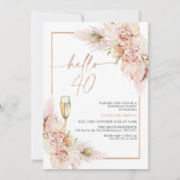Rose Gold Boho Dry Floral 40. Geburtstag